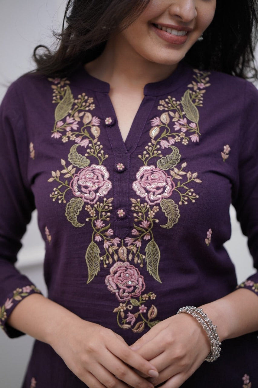 Beautiful pure cotton super dying embroidery suit