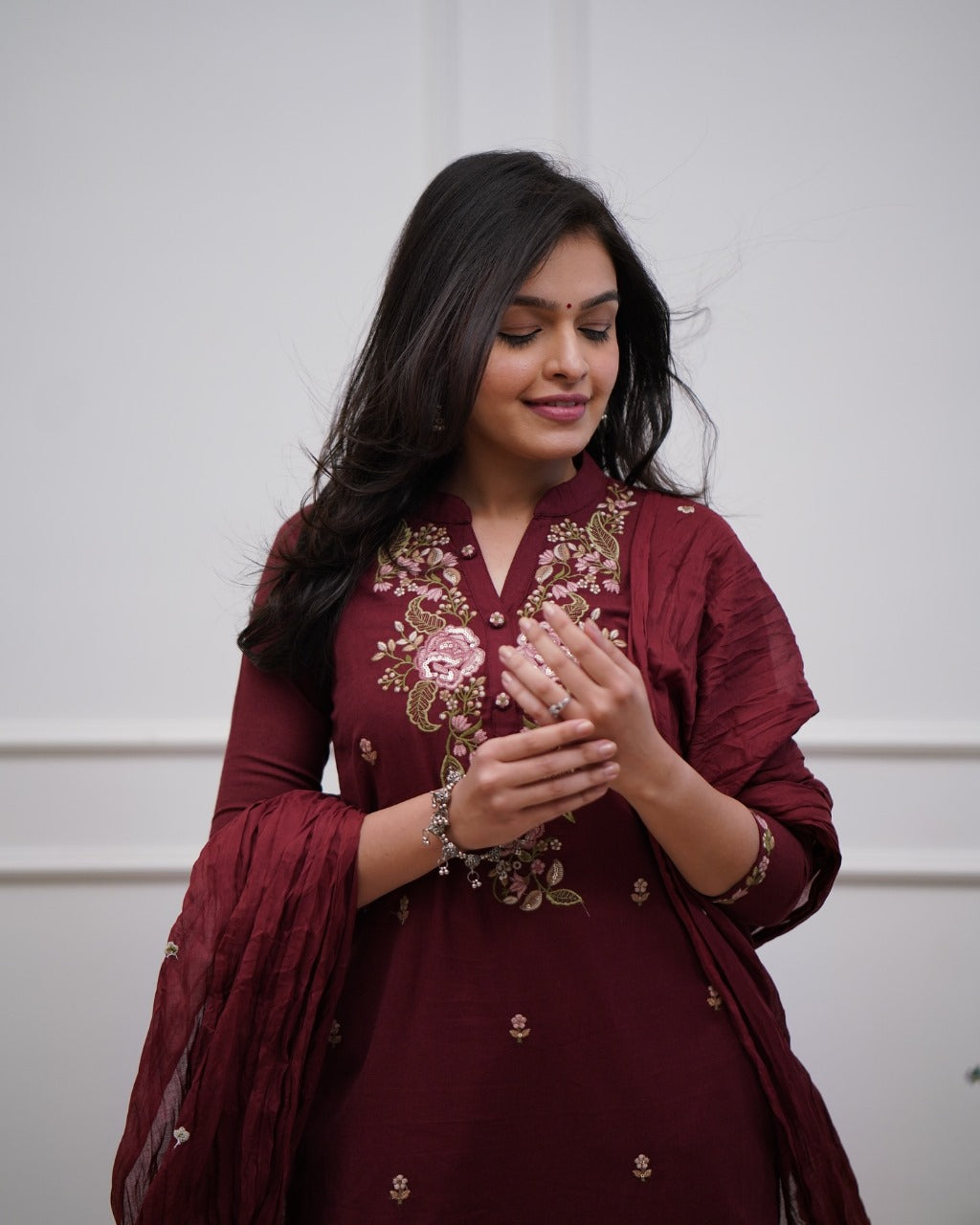 Beautiful pure cotton super dying embroidery suit
