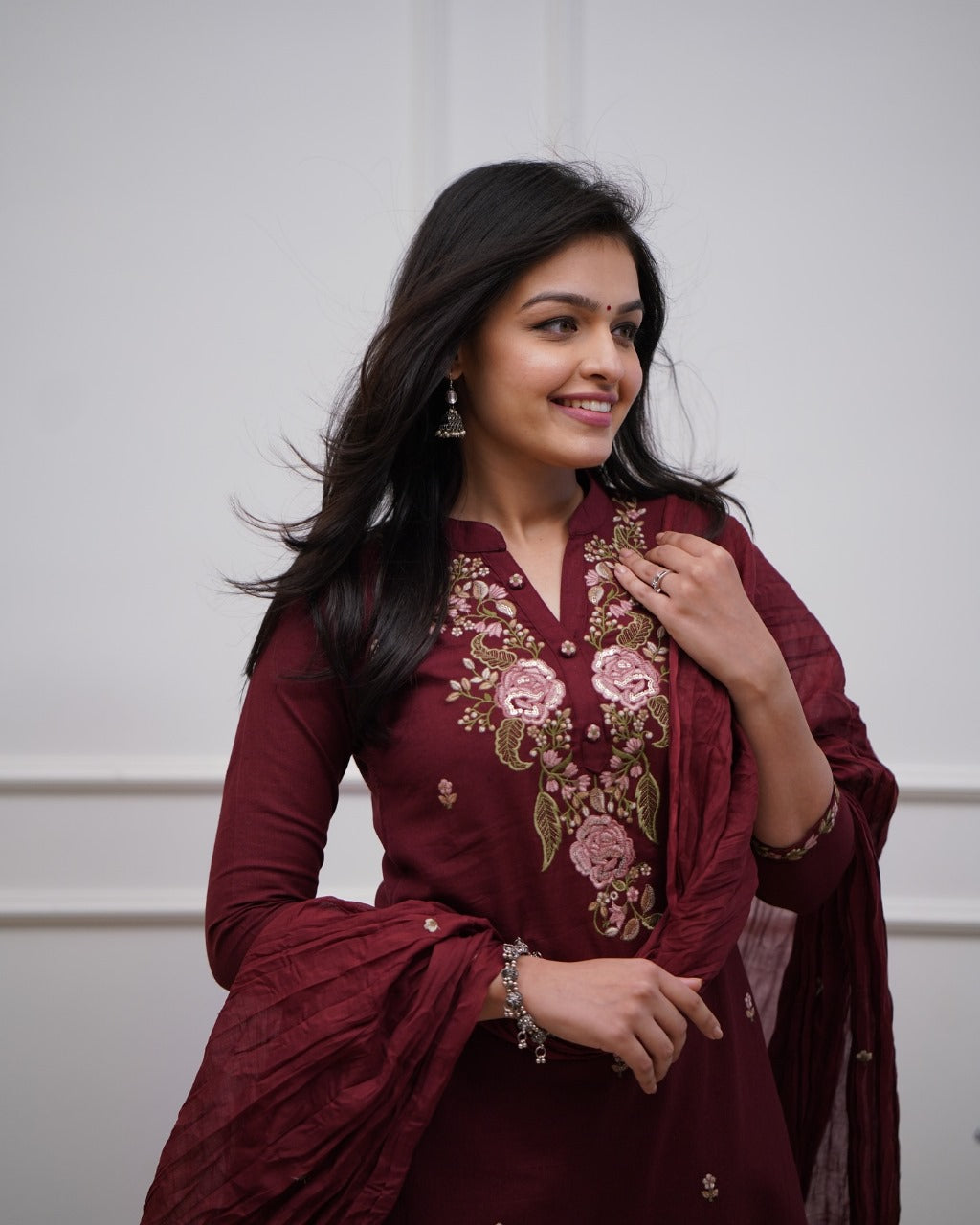 Beautiful pure cotton super dying embroidery suit