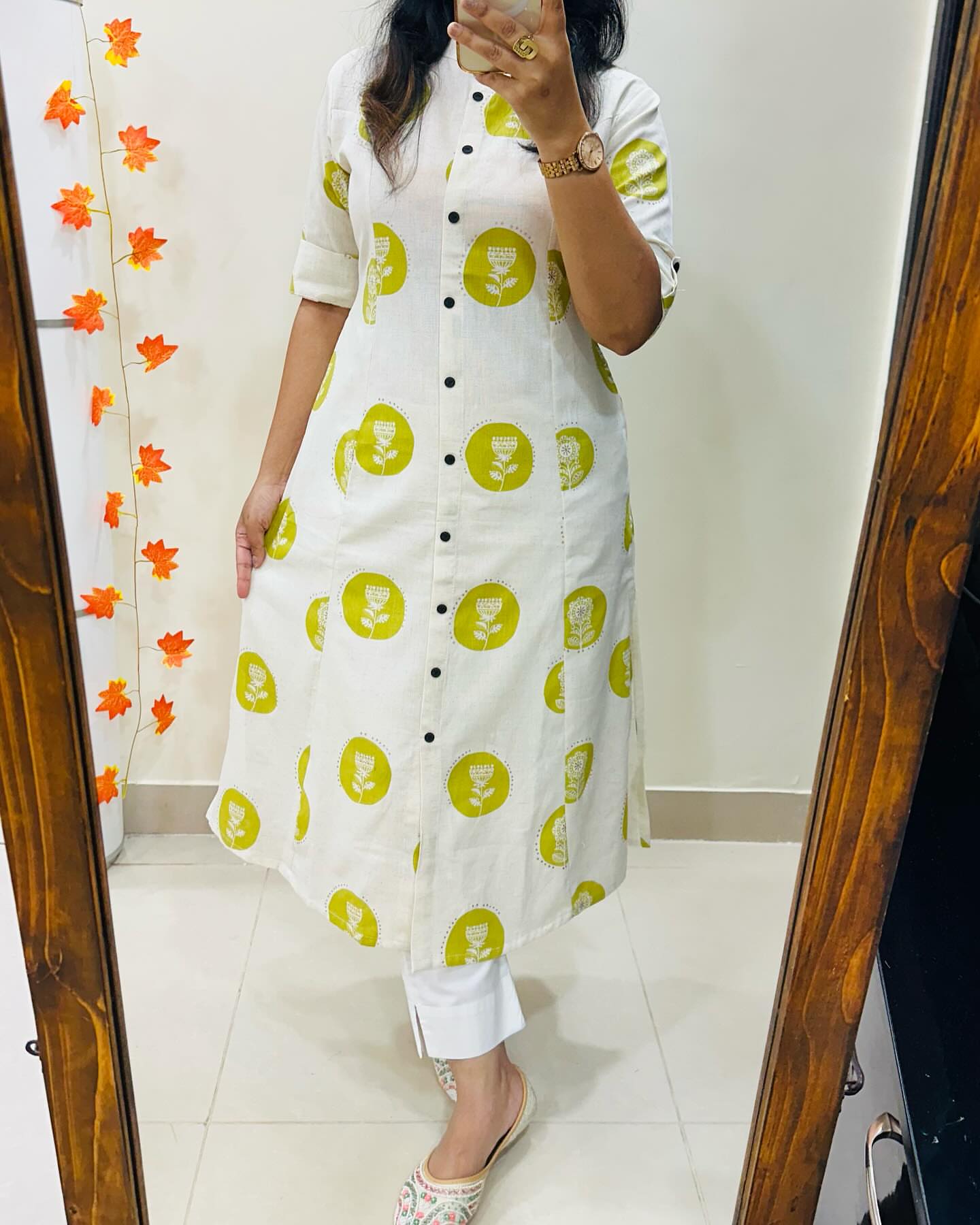 Elegant Black and White Floral Kurta Style