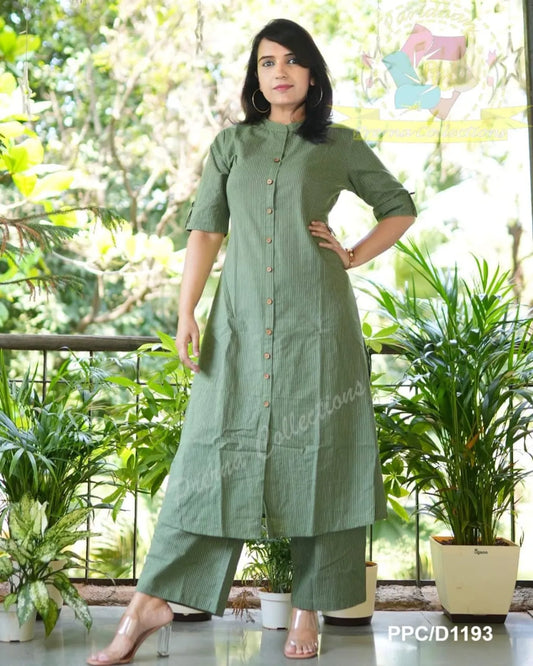 Kurta Olive Green Co-Ord Set In A-Line Kurta and Pant Set