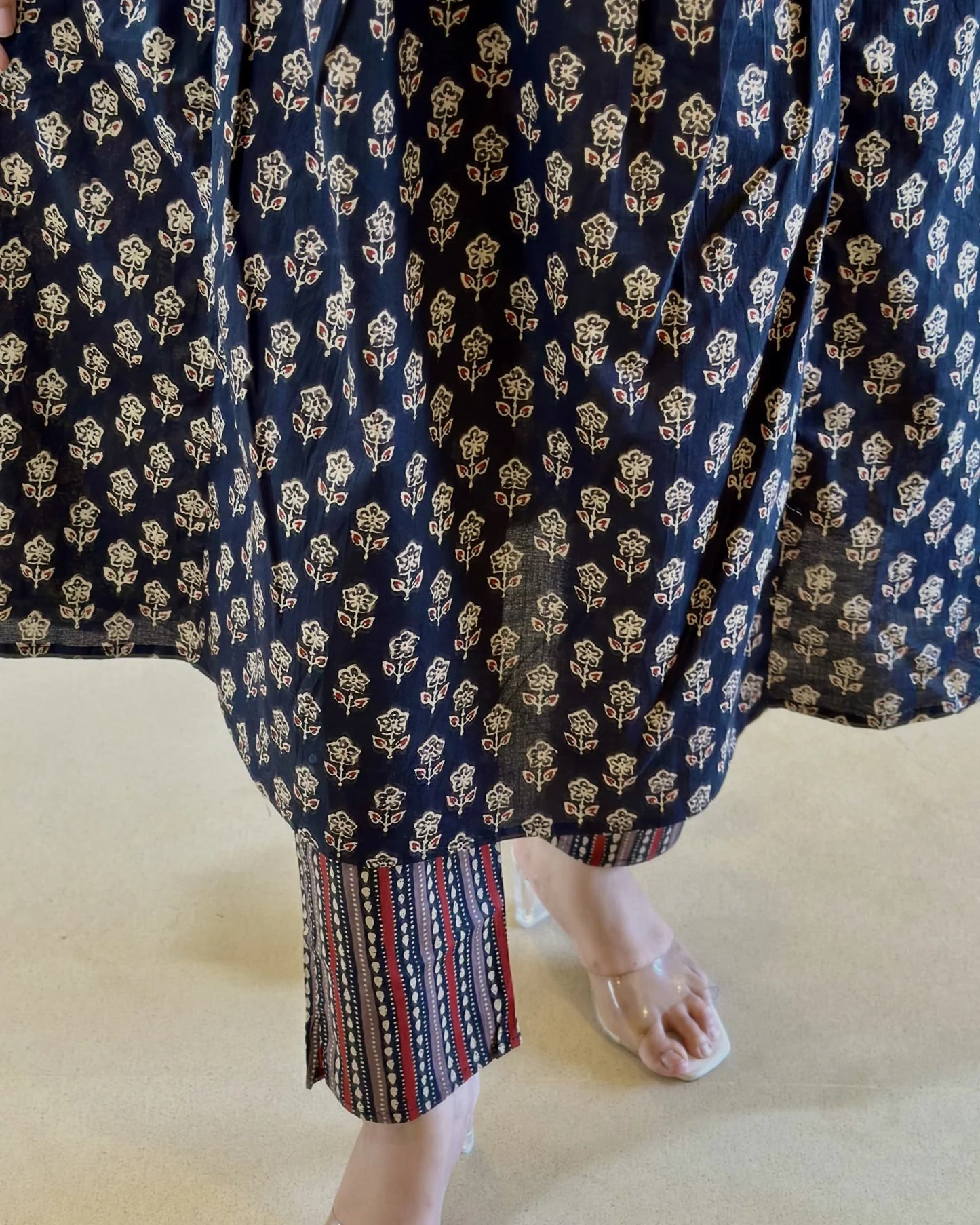 Elegant Black Handblock Printed Kurta Set
